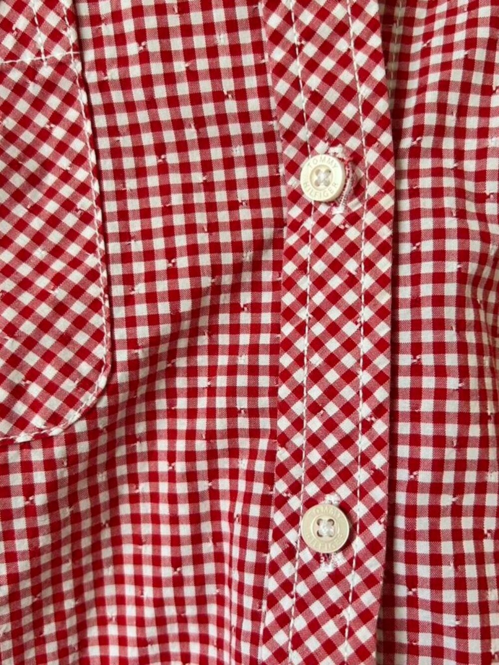 Tommy Hilfiger Women's Red and White Gingham Shirt - Picture 3 of 3